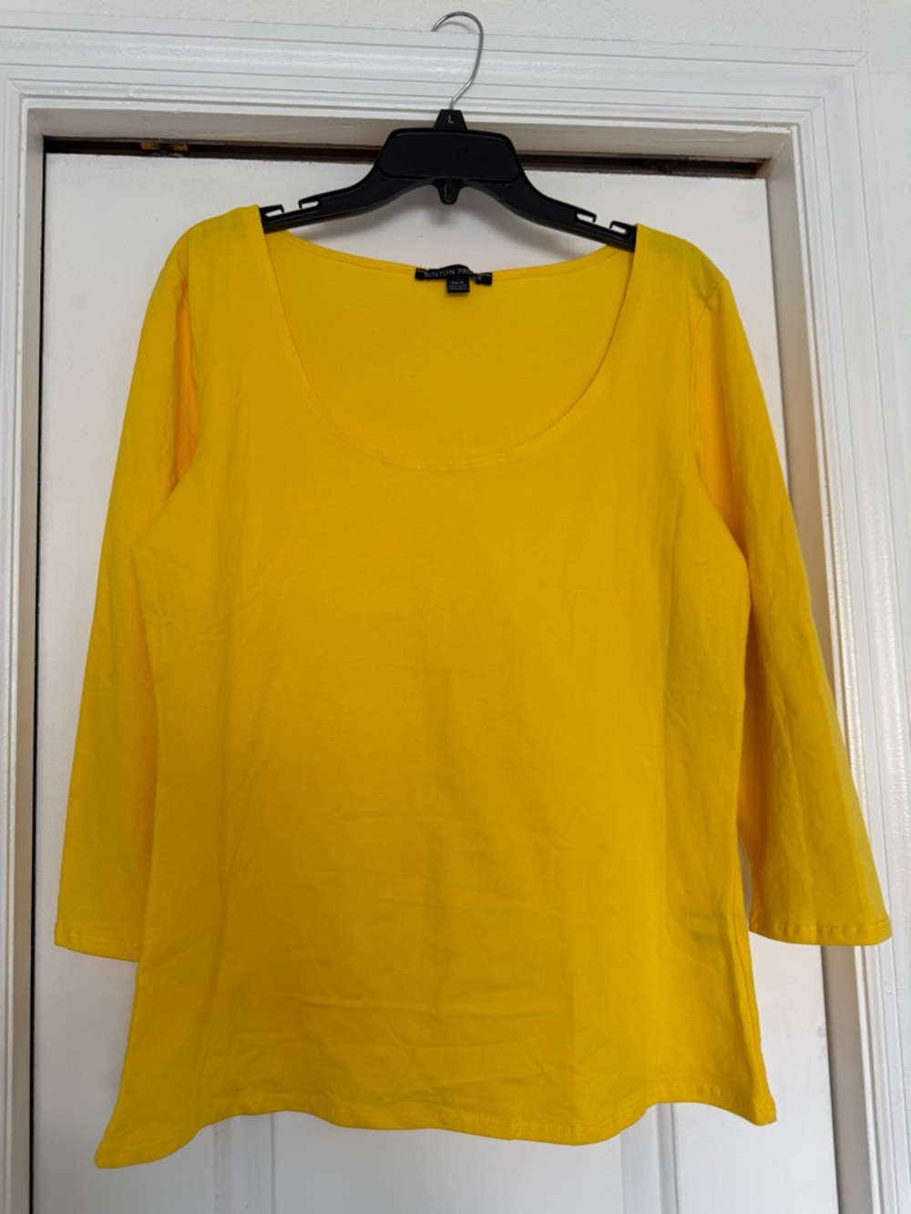Boston Proper Bright Yellow Scoop Neck Long Sleeve Top